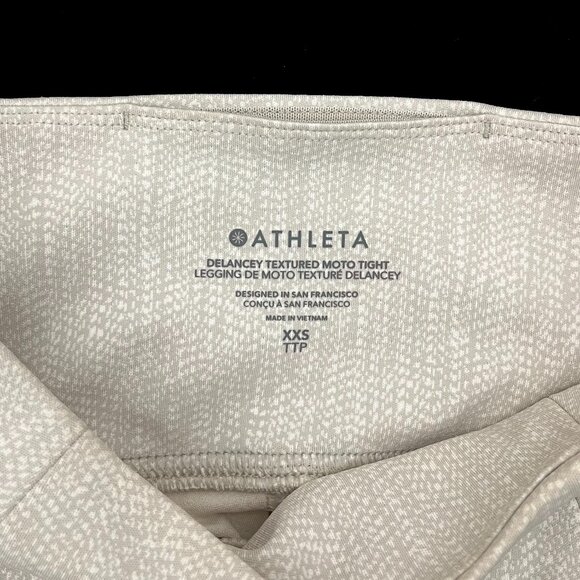 Athleta Delancey Textured moto tight Pant Legging Womens XXS Beige Zip Ankle - Picture 3 of 6